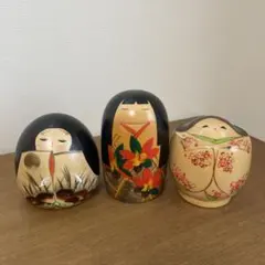 こけし3体セット　川瀬祐志　山岸正好　カワムラ工芸社　箱あり