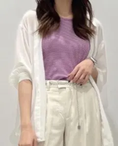 GU ブラフィールクロップドアメリカンスリーブタンクトップ(ボーダー)S