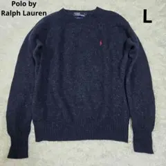 ポロ　ラルフローレン　ウールニット セーター　ネイビー L