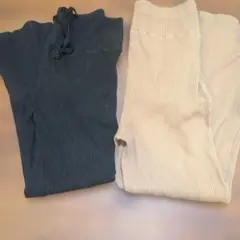 【マタニティ】パールズ　リブパンツ 2枚セット Mサイズ ブラック ベージュ