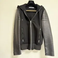 BALMAIN（バルマン）レザー切替バイカージップアップパーカー BALMAIN（バルマン）レザー切替バイカージップアップパーカー - メルカリ