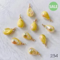 234チェコドロップビーズ イエローオーロラsale!!!