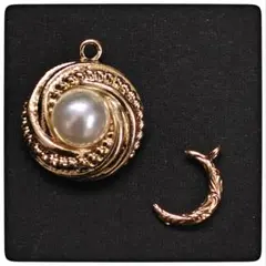 ペンダントトップ パール 三日月 チャーム ハンドメイド ゴールド おしゃれ