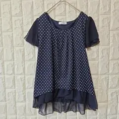 ルーデルー　チュニックワンピース　半袖ブラウス　シフォン　ドット柄　38/Mのサムネイル