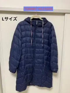 未使用級⭐️トミーヒルフィガー　ロングダウンコート　ネイビー　ストライプ トミー ヒルフィガー TOMMY HILFIGER プレミアムストレッチ