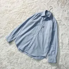 【クロコダイル】長袖シャツ　チェック柄　カジュアル　コットン　綿100％ L