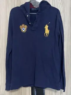 polo ralph lauren 長袖ポロシャツ ビッグポニー ネイビー 短丈 - メルカリ