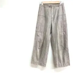 グレー ワイドレッグ カジュアルパンツ　フリー 綿100% ウエストゴム