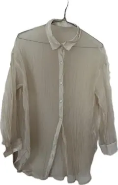 【着画あり】GUシフォン長袖シャツ クリーム色 Mサイズ