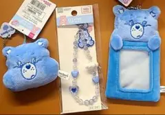ダイソー　ケアベア　ストラップ　ぬいぐるみストラップキーホルダー　パスケース