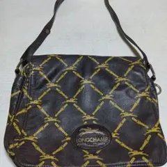 LONGCHAMP レザーショルダーバッグ 黒と黄色