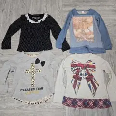 【130cm】女の子用 長袖カットソー 4枚まとめ売り