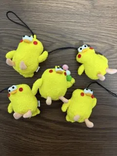 ※ジャンク品※洗濯済み ポインコ兄弟 ぬいぐるみマスコット5個セット ドコモ