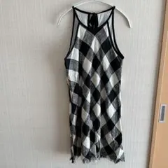 cloth & stone ギンガムチェック柄キャミワンピース XS 裾フリンジ