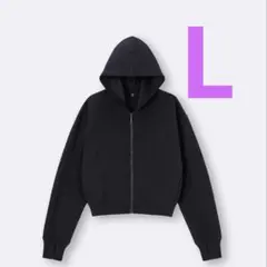 UVカットフルジップパーカー ブラック　短丈　クロップド