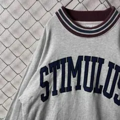 【90sレトロ】Quash リブライン スウェット カレッジロゴ M