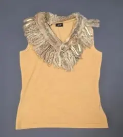 A|P ベージュ ノースリーブニット