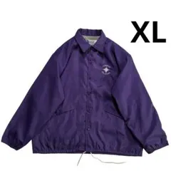 80s 90s USA製 ナイロン コーチジャケット XL 紫 白 グレー 刺繍