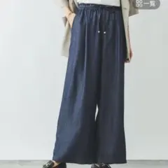 GLOBAL WORKエアリーリラックスデニムイージーパンツ M ネイビーデニム