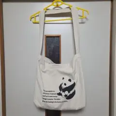 パンダプリント ショルダーバッグ キャンバス生地