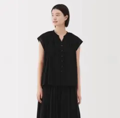 無印　良品　強撚ボイル　フレンチスリーブ　ブラウス　S