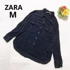 ザラ 長袖コーデュロイシャツ ジャケット 羽織 秋冬 シンプル ブラック M