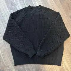 coen ブラック ワッフル編み ニット M