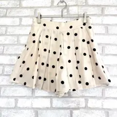 ページボーイ　プリーツキュロット　ドット　白　裏地あり　ウエストゴム　F