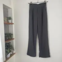 グレー ワイドパンツ ウエストゴム ポケット付き