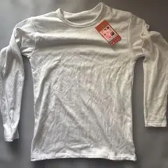 ホワイト M クルーネック 長袖カットソー　超極暖