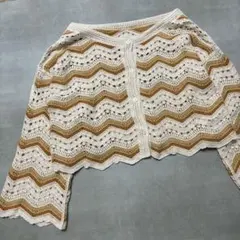 春 幾何学模様 RETRO GIRL 透かし編み カーディガン free 羽織