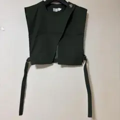 ダークグリーン アシンメトリック ベスト