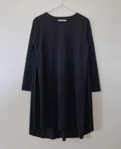 美品 DouDou 長袖 ワンピース ドレス カットオフ 黒 ブラック