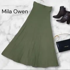 Mila Owen プリーツ ロングスカート くすみグリーン