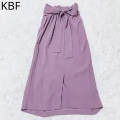 ケービーエフ　フレアスカート　ウエストリボン　ハイウエスト スリット　パープル