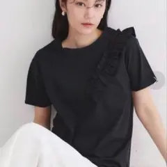 【OPAQUE.CLIP 】フリルデザイン Tシャツ 黒 M 38 美品 半袖のサムネイル