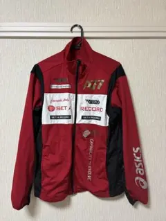 メンズ　asics ジャージ 上下セット レッド/ブラック