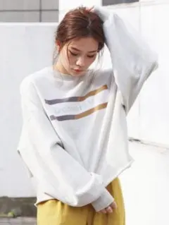 ストライププリント グレー スウェット