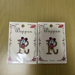 ミニーマウス 【R】アルファベットワッペン 2個セット　ディズニー