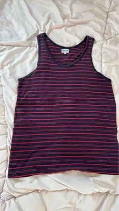 Sunspel ボーダー タンクトップ ネイビー×レッド L