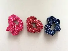 シュシュ ゴム 3点セット 水玉 ドット柄