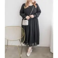 美品　CLETTE シャーリングロングワンピース ブラック 3L 未使用