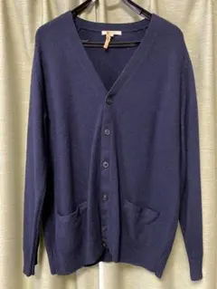 【UNIQLO】ラムウール ネイビー Vネックカーディガン XL