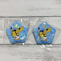 ドラゴンズオリジナル ピカチュウ五角形キラキラ缶バッジ 2点セット