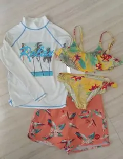 【140・150サイズ】 ラッシュガード、 ビキニ、ショートパンツ3点セット