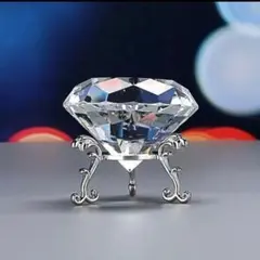 【虹入り水晶】ダイヤモンドカット 大粒クリスタル✴︎ 天然石 置物／台座付き 2個セット】クリスタル ダイヤモンド 台座付き ガラス宝石インテリア