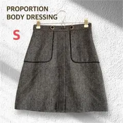 プロポーションボディドレッシング ミニスカート S ブラック ウール混 台形