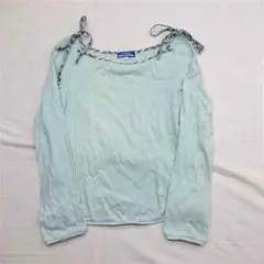 バーバリー ブルーレーベルコットン長袖カットソー 38 ライトブルー レディース