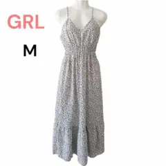 GRL 花柄 キャミワンピース Mホワイト✕黒花柄