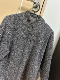 「美品」NAVY グレー系 ジップアップニット Lのサムネイル